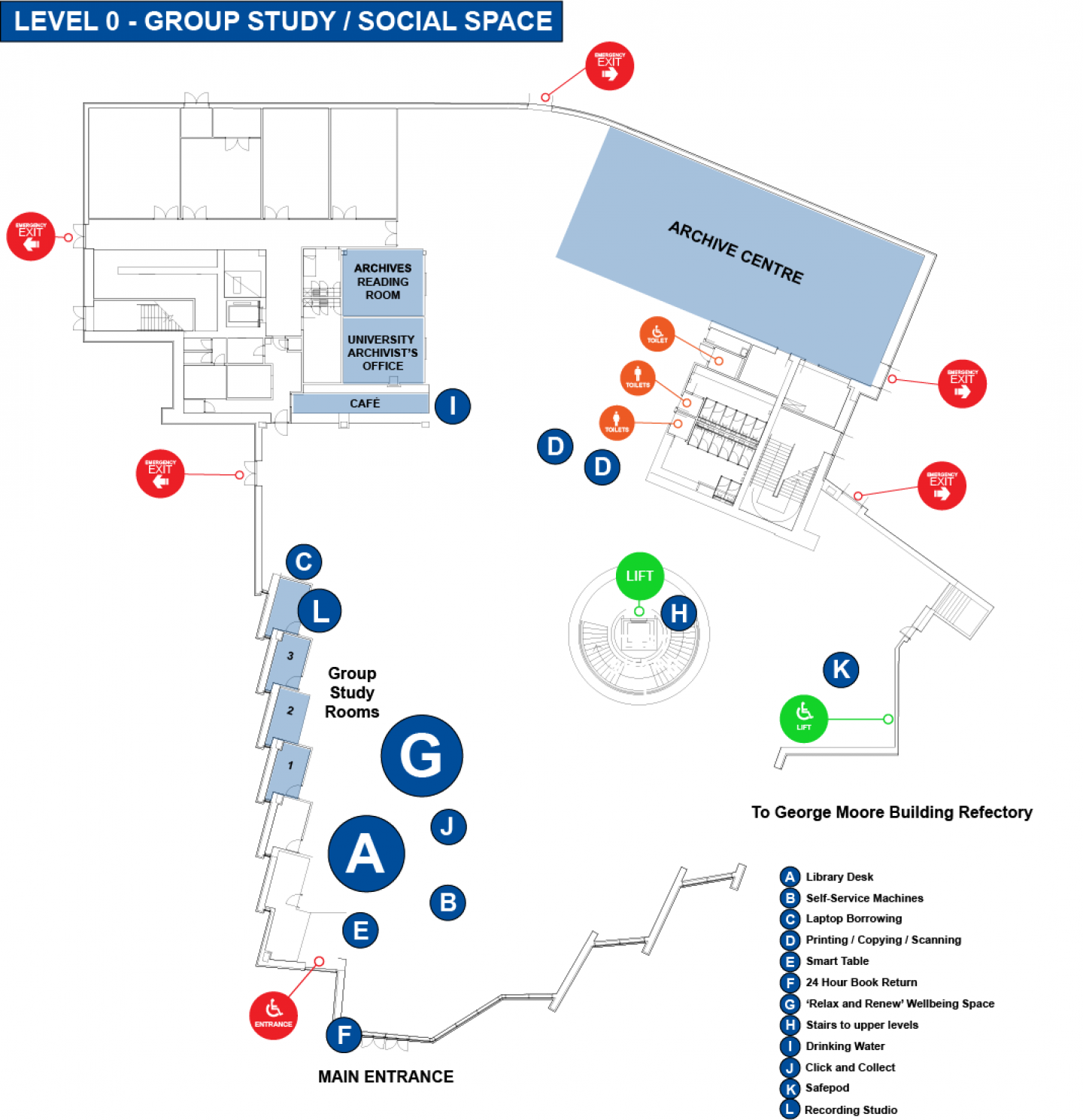 Image of library floorplan level 0