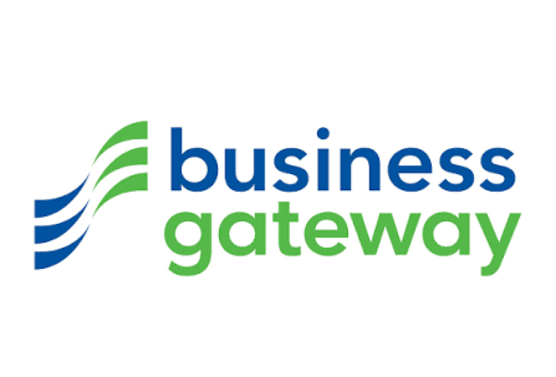 Business Gateway's logo with Business in blue and Gateway in green