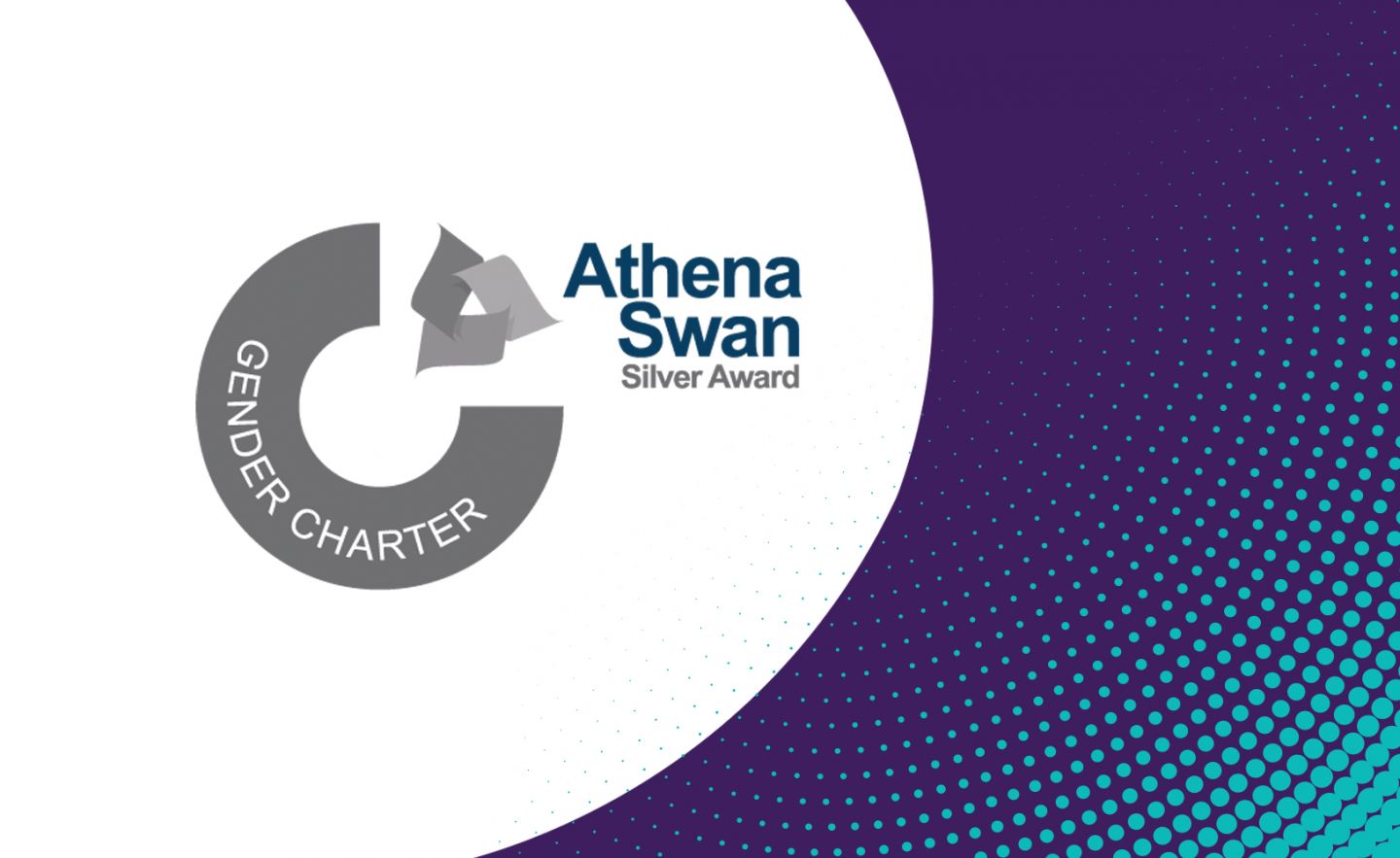 Athena Swan logo with GCU graphics surrounding