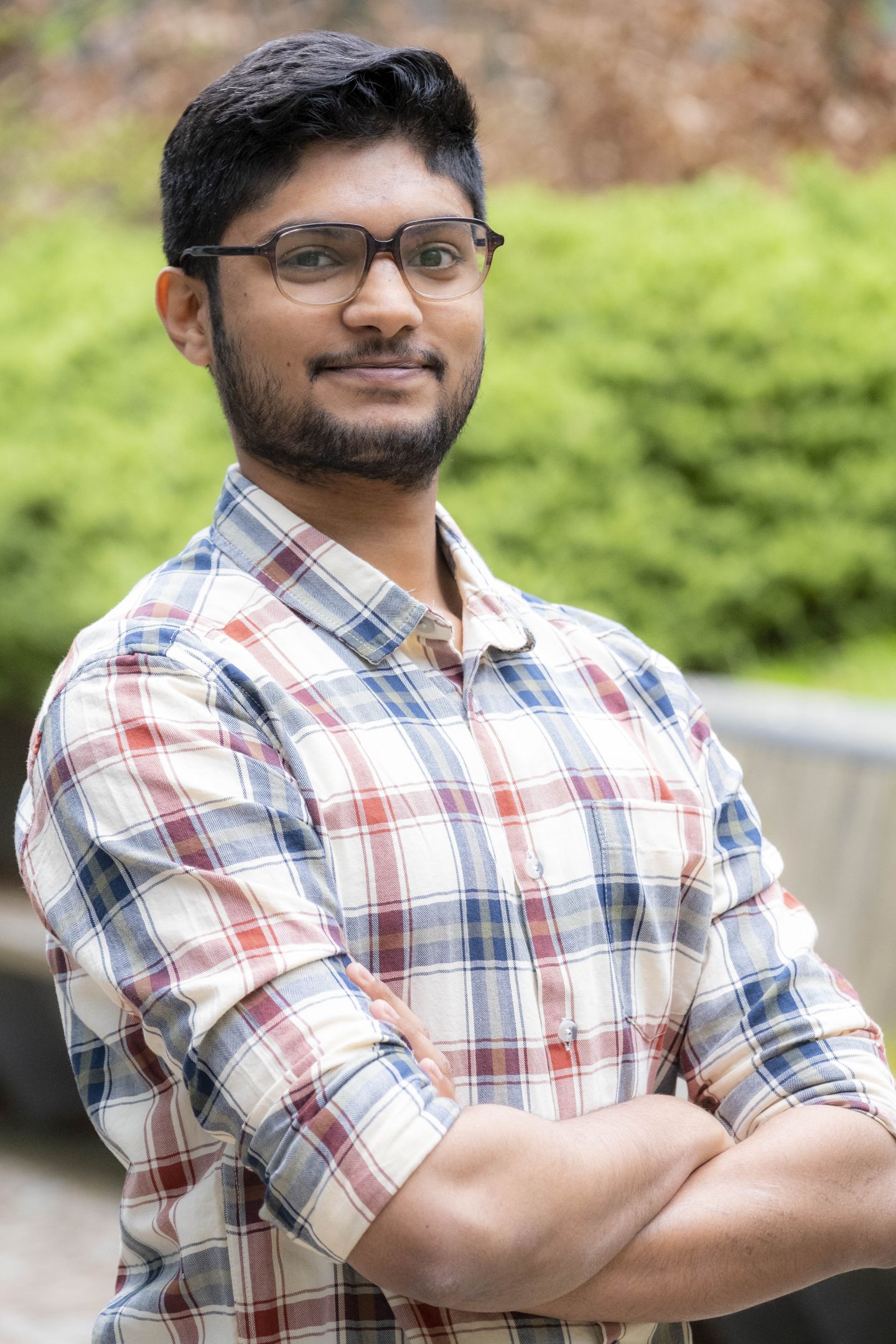 Kevin Kurian, MSc Physiotherapy student, outside Glasgow Caledonian University campus