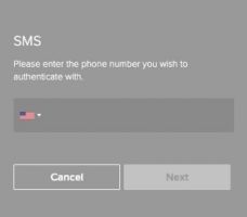 Screenshot of SMS Phone number popup