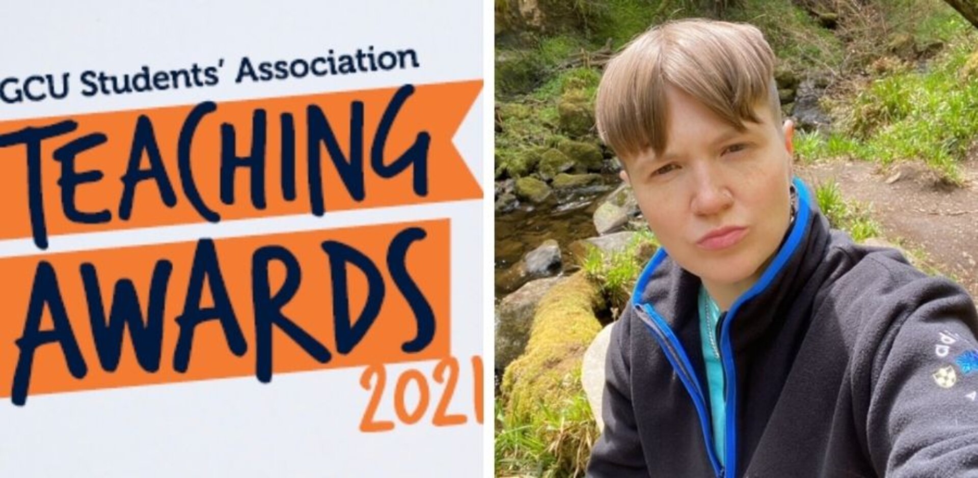 (Pictured above) Teaching Awards 2021 logo & Mel McKenna