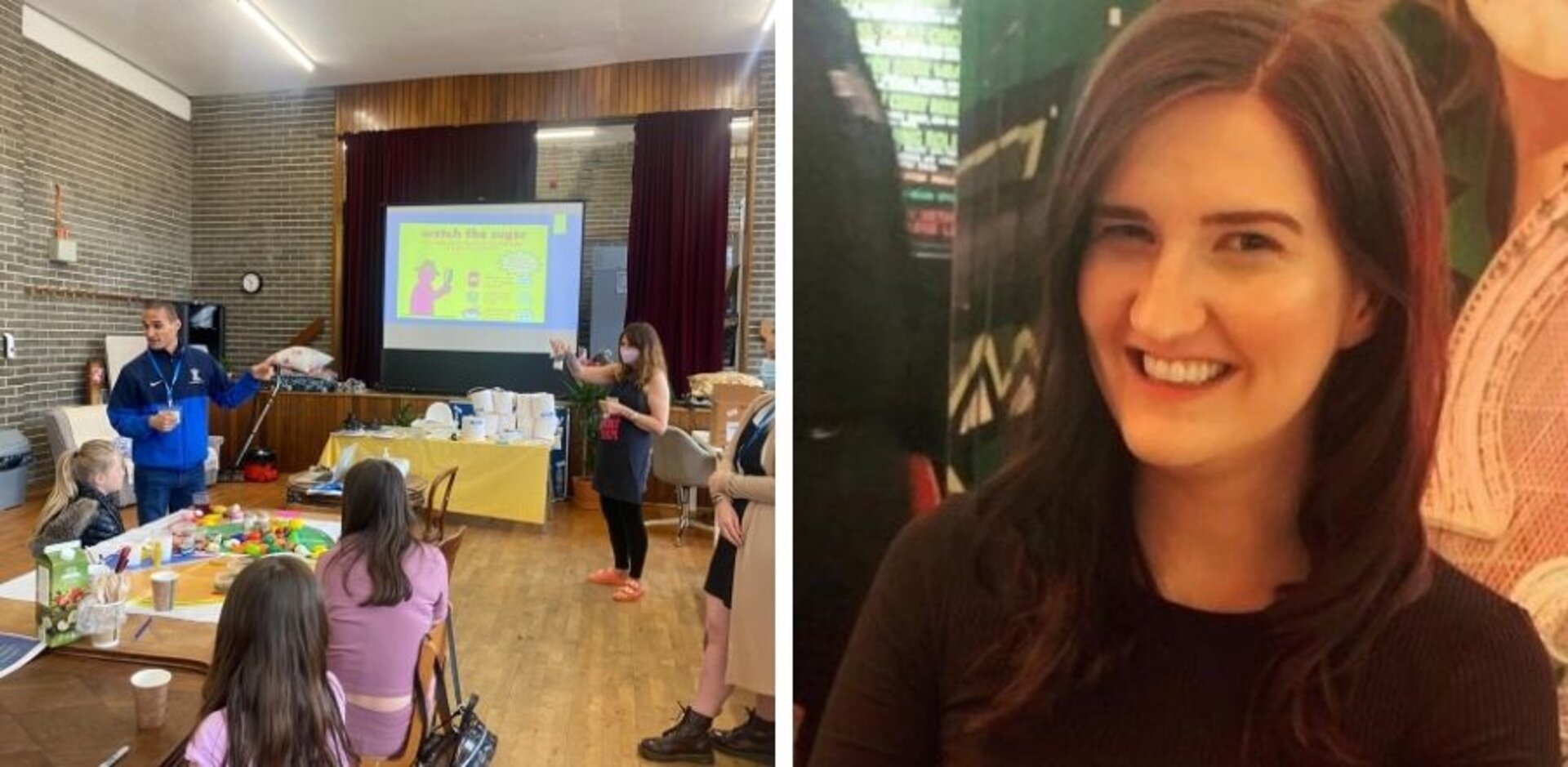 (Pictured above) Human Nutrition and Dietetic students presenting to the children