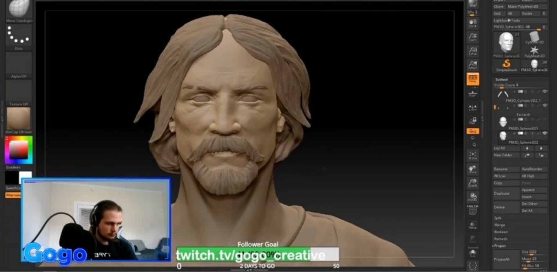 (Pictured above) Student Georgi Slavov creating a character live on a video stream