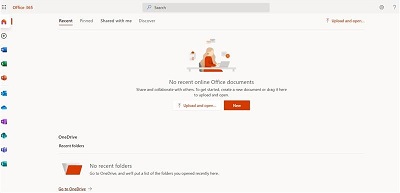 Office 365 logged in page