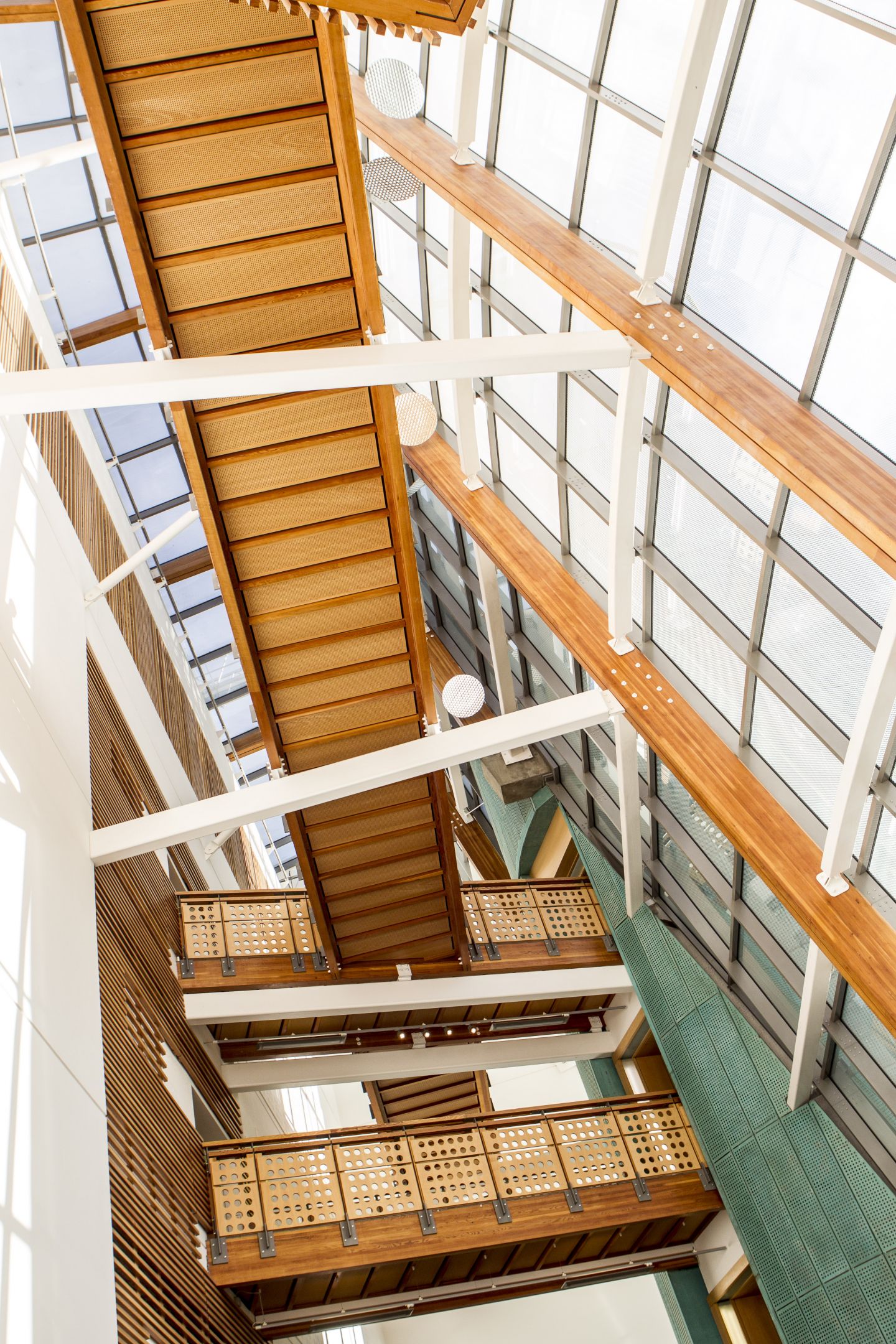 Walkway inside The Sir Alex Ferguson Library library, Glasgow Caledonian University