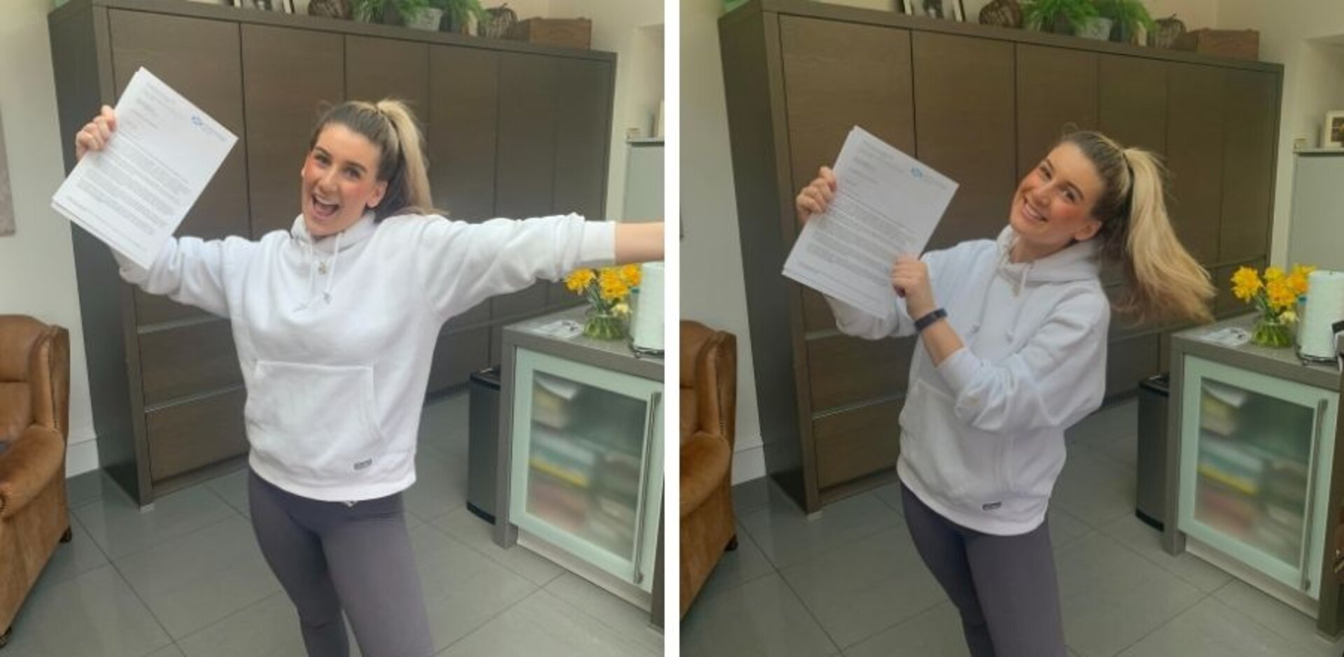 (Pictured above) Gabrielle Williamson holding her letter from Nicola Sturgeon