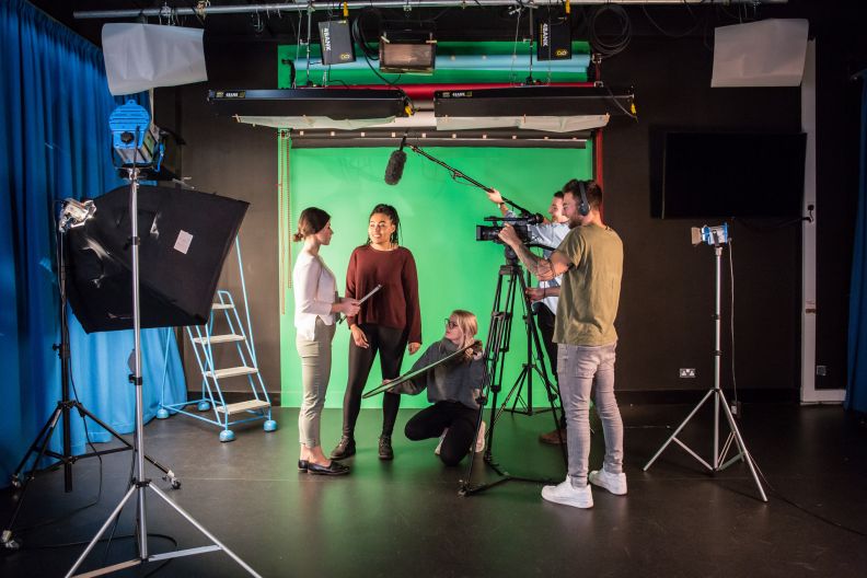 Multimedia Journalism students working on Glasgow campus, in October 2018.
