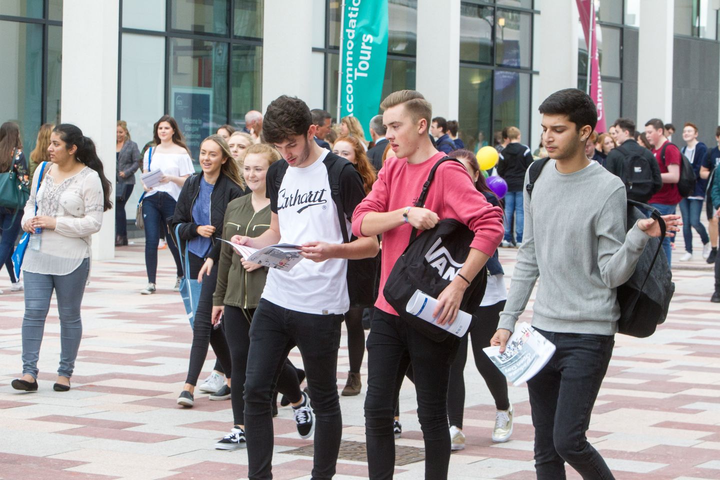 Group of students at Open Day at Glasgow Caledonian University