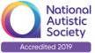 An image of the National Autistic Society (NAS) logo, accredited 2019.