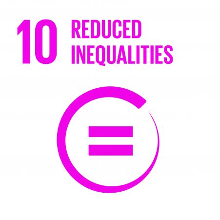 An inverted icon of SDGs 10, Reduced Inequalities.