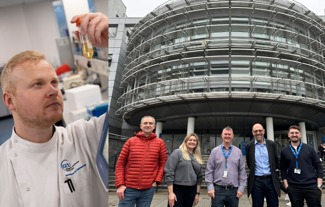Dr Mark Butcher, Professor Gordon Ramage and Dr Will Johnston with the Haleon team