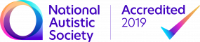 An image of the National Autistic Society (NAS) logo, accredited 2019.