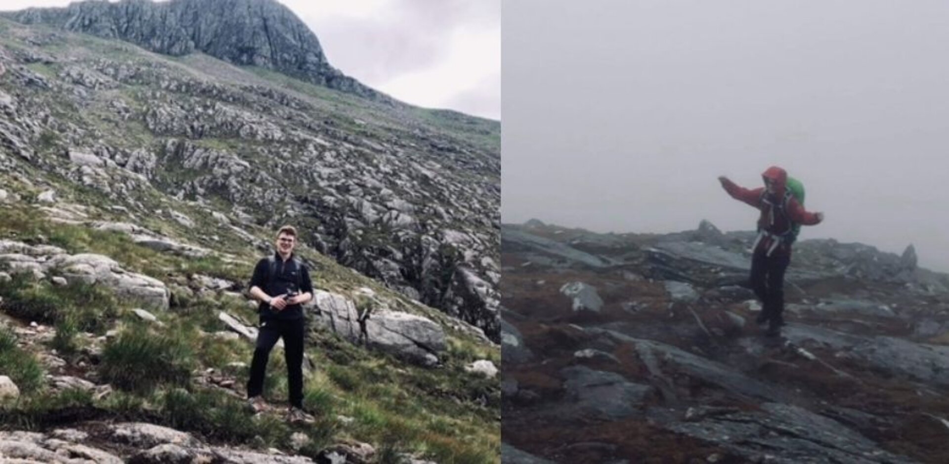 (Pictured above) Final year student Ewan Batty standing on hills in Scotland.
