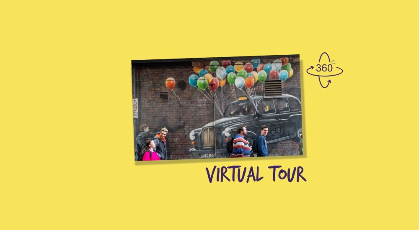 A graphic showing a 360 virtual tour logo