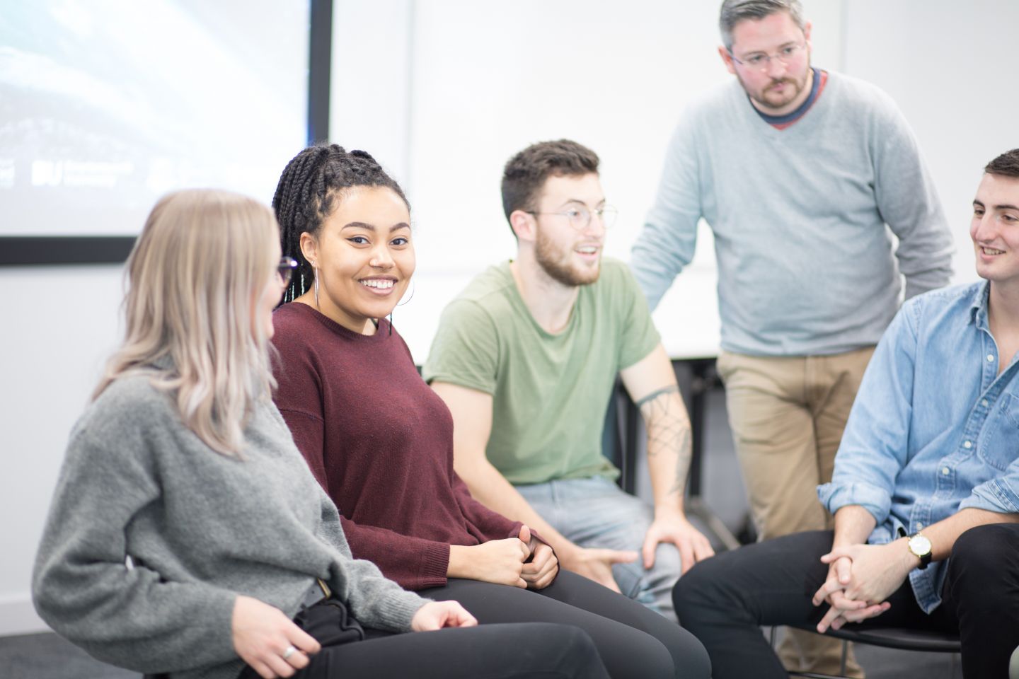 Multimedia Journalism students working on Glasgow campus, in October 2018.