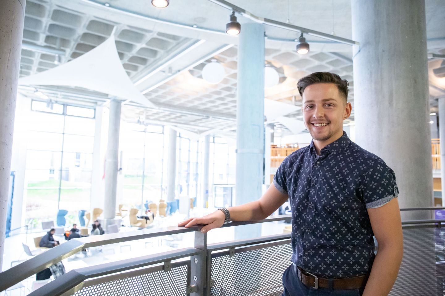 BA (Hons) Business Management and BA (Hons) International Business student in the Sir Alex Ferguson Library