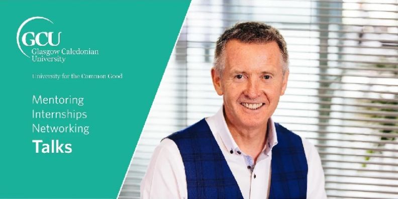 An email banner for the Mentoring, Internships, Networking and Talks programme. The image shows Dr Brian Williamson, an experienced businessman, smiling in a shirt and waistcoat.