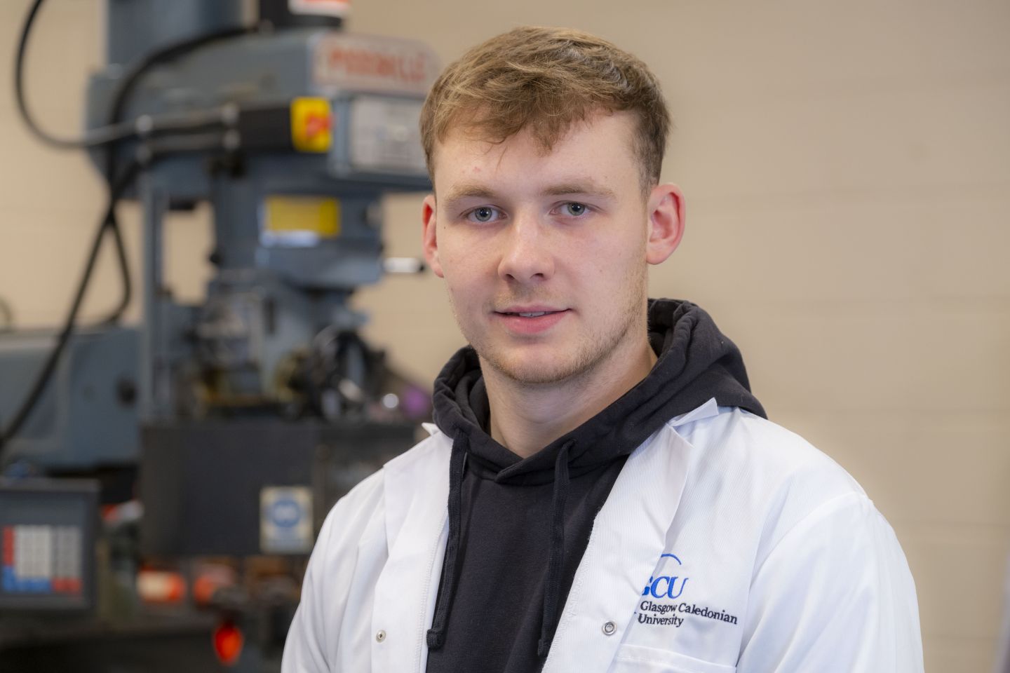 Mechanical Systems Engineering student Andrew Leggate, photographed on Glasgow campus in October 2021.