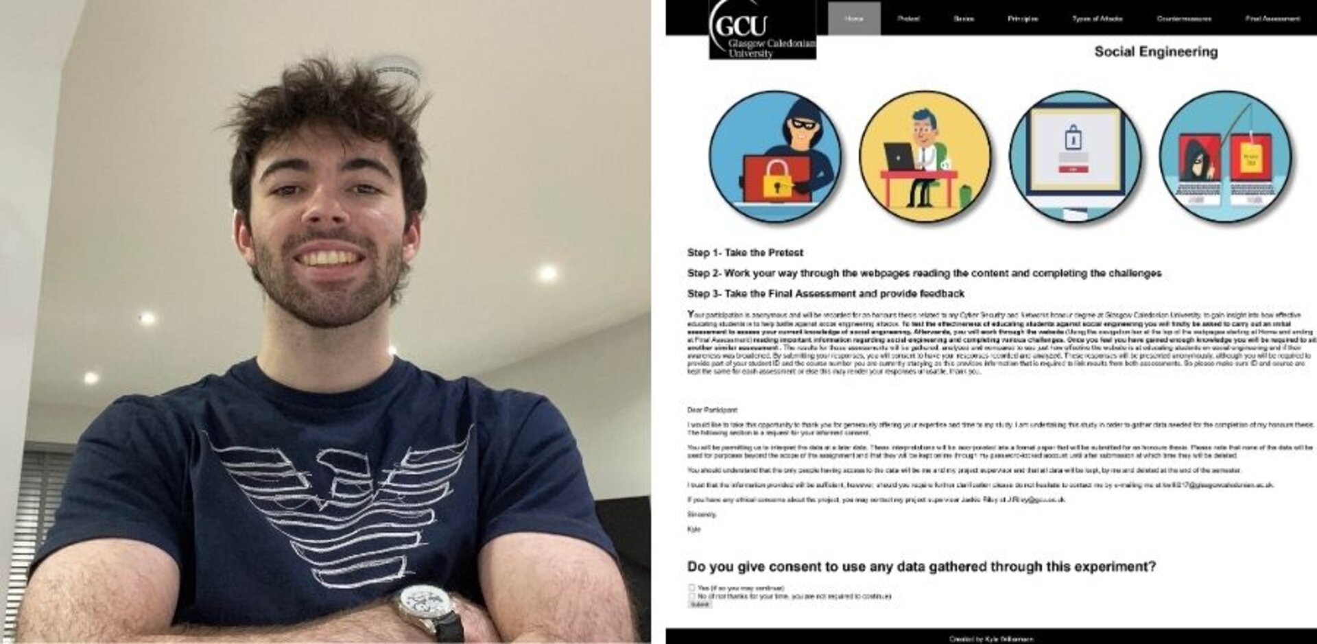 (Left to right) Kyle Williamson & the Honours Project website prototype
