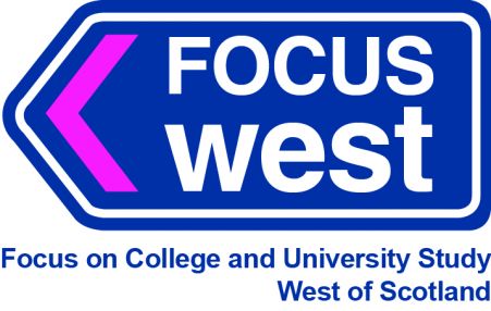 An image of the Focus West: Focus on College and University Study, West of Scotland logo, one of three logos for https://www.gcu.ac.uk/aboutgcu/outreach/routesforall.