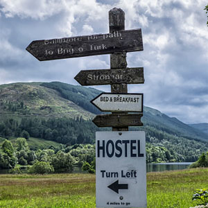 Accommodation information on direction post
