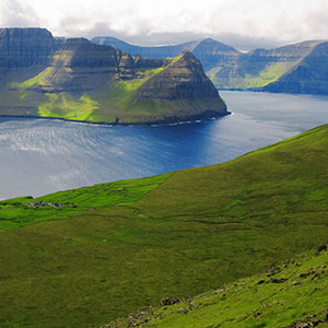 Sea lock with mountain landscape