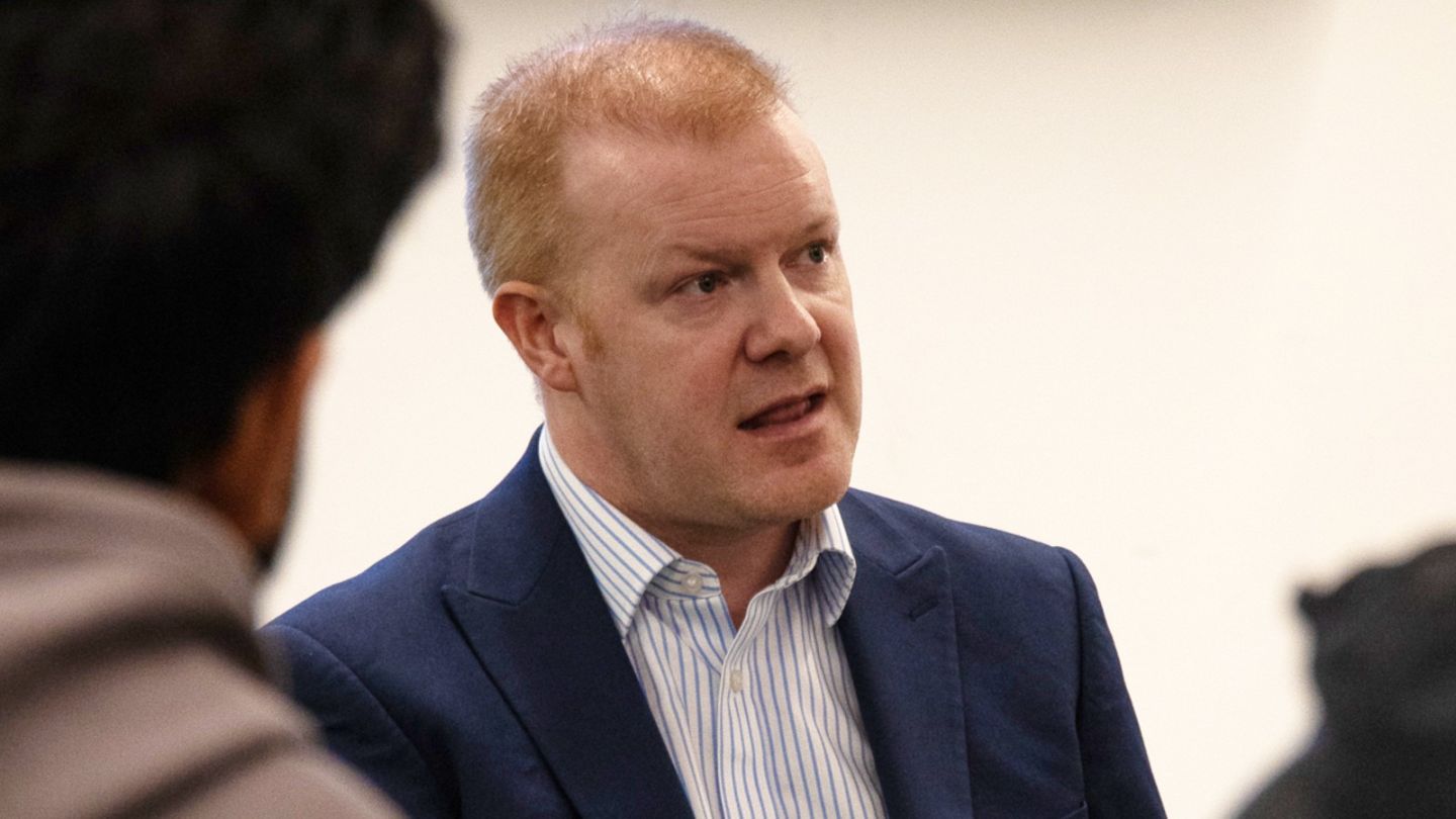 A photo of James McMillan speaking 