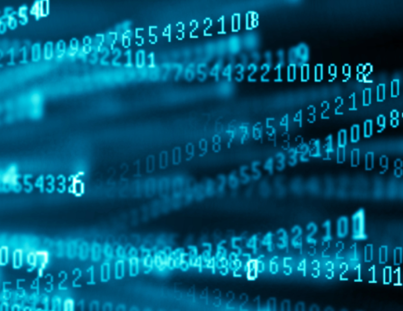 Bright blue number sequence on a dark screen