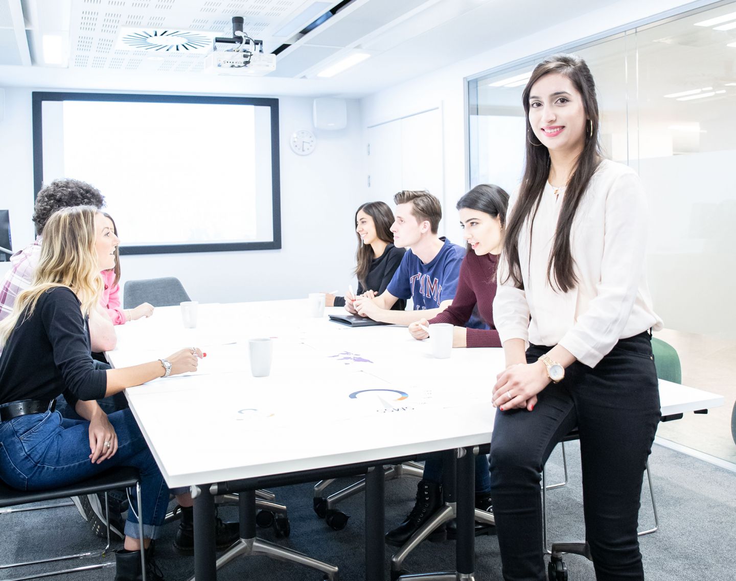 Business students in a class room